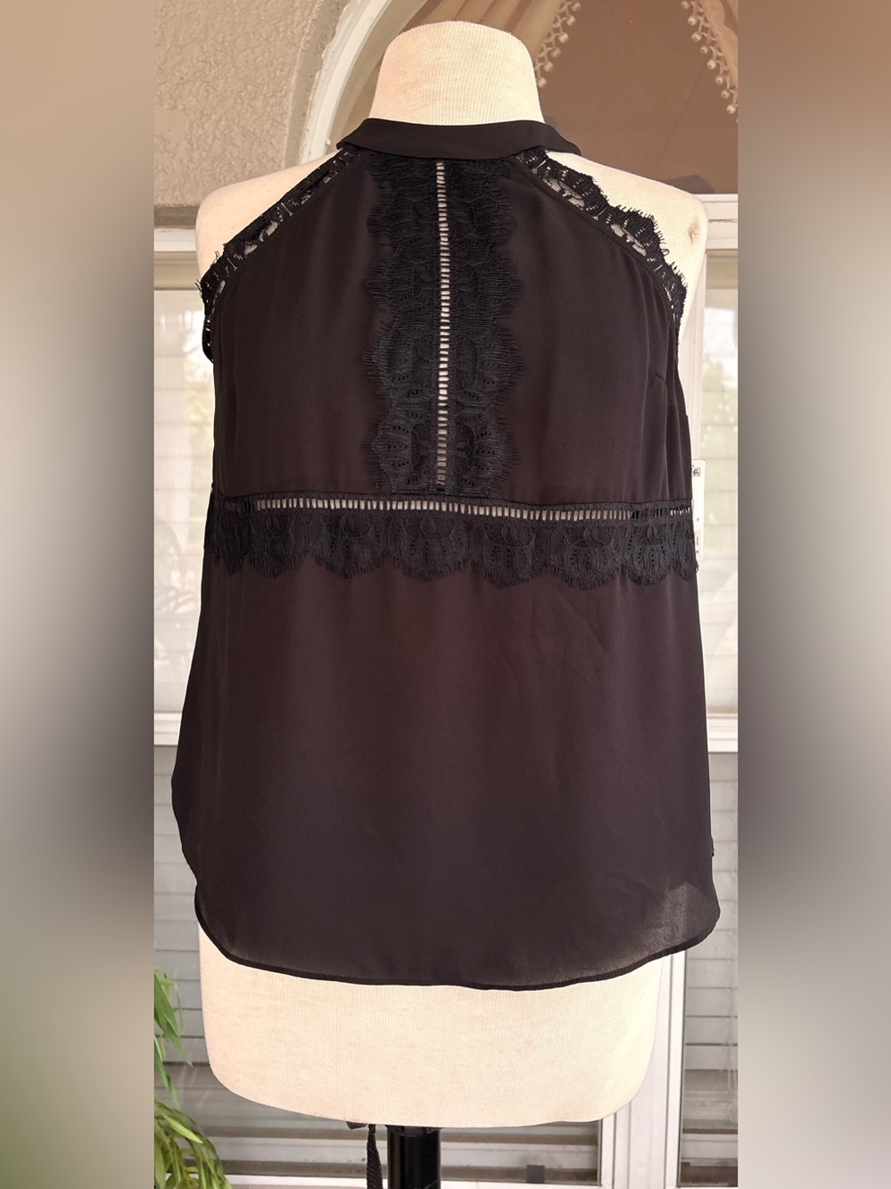 BCX Black Lace Halter Top